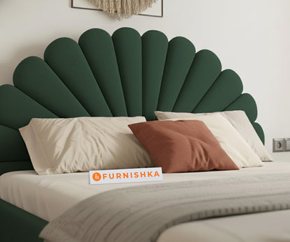 Satin Fabric bed with Uphold Hydraulic Storage Pine Green - Queen Size - Furnishka