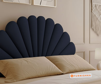 Satin Real Teak wood Hydraulic Bed King Size - Persian Blue - Furnishka 