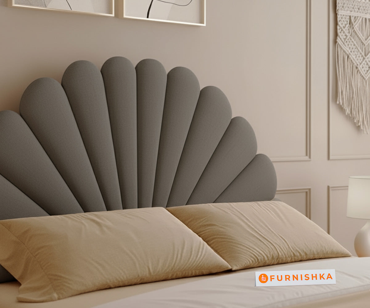 Satin Real Teak wood Hydraulic Bed King Size - Space Grey - Furnishka 