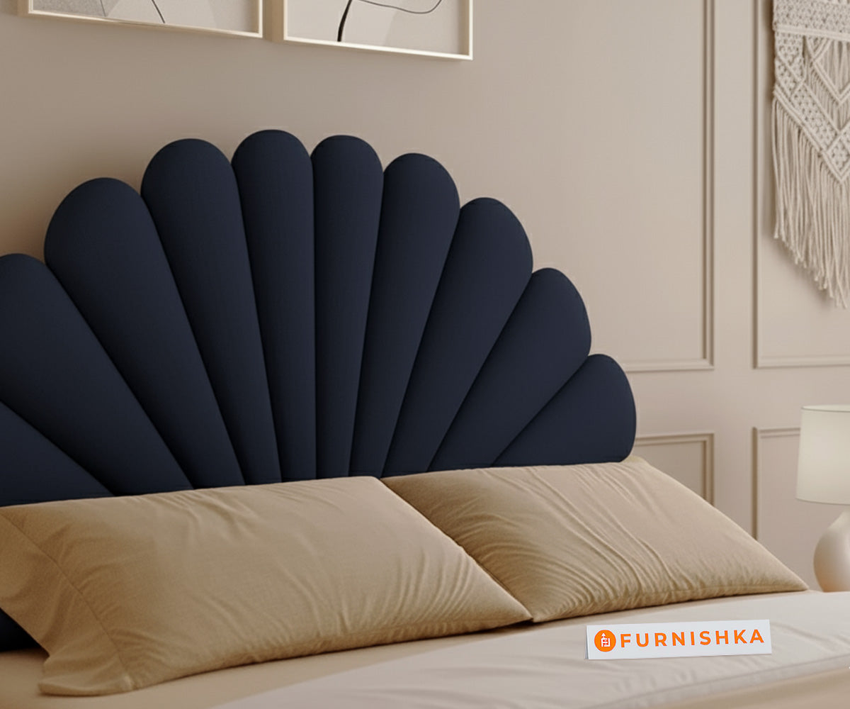 Satin Real Teak wood Hydraulic Bed Queen Size - Persian Blue - Furnishka 