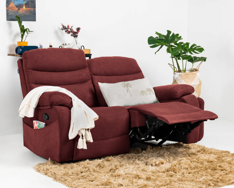 Vivo 2 Seater Maroon Manual Recliner - Furnishka 