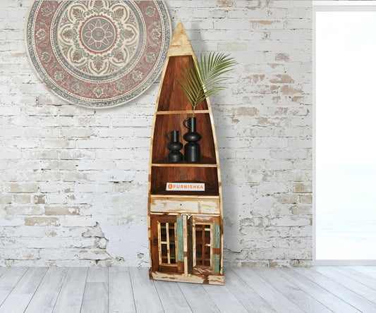 Sea Voyage One Drawer Two Door Reclaimed Bar Boat Rack - Furnishka