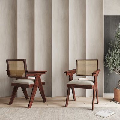 Serena Cane Sheesham Dining Chair Light Beige