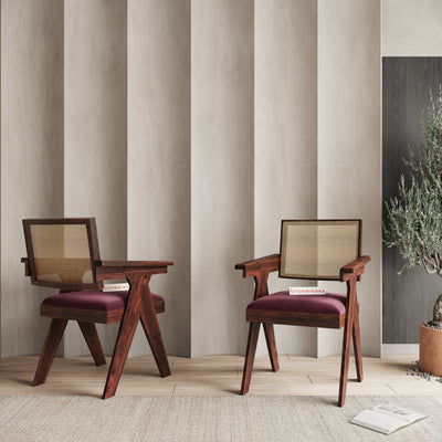 Serena Cane Sheesham Dining Chair Red Wine