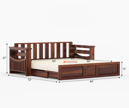 Sereta Sheesham Wood Sofa Cum Bed King size - Furnishka 