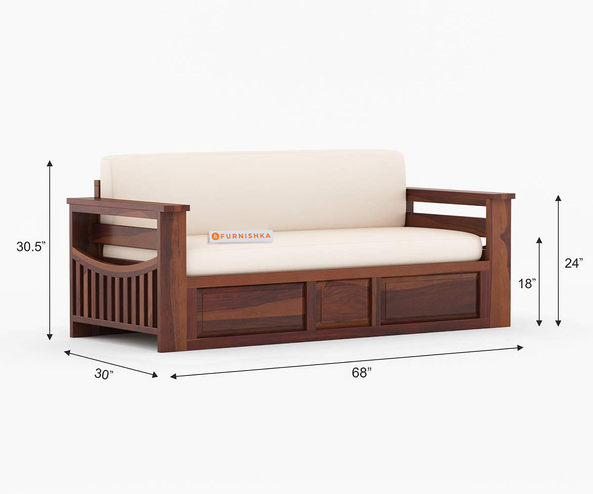 Sereta Sheesham Wood Sofa Cum Bed Queen size - Furnishka 
