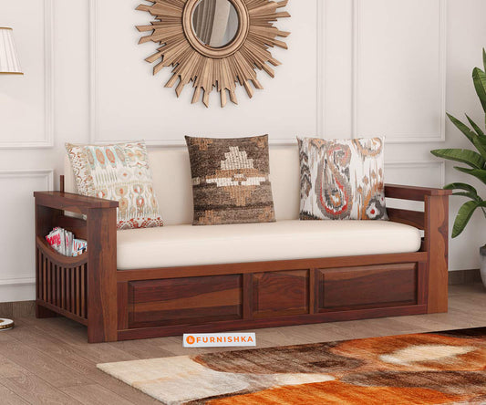 Sereta Sheesham Wood Sofa Cum Bed Queen size - Furnishka