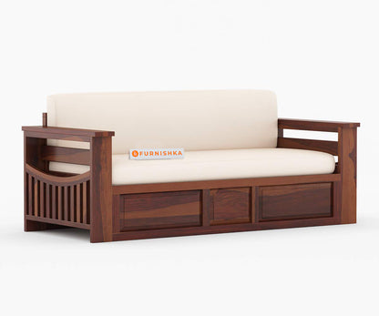 Sereta Sheesham Wood Sofa Cum Bed Queen size - Furnishka 