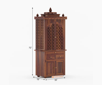 Shakti Sheesham wood Temple (Brown Finish) - Furnishka 