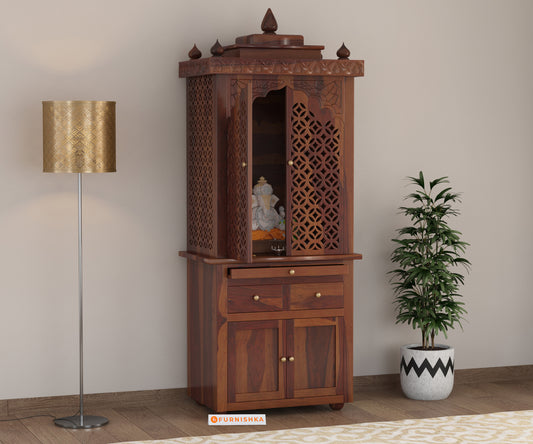 Shakti Sheesham wood Temple (Brown Finish) - Furnishka 