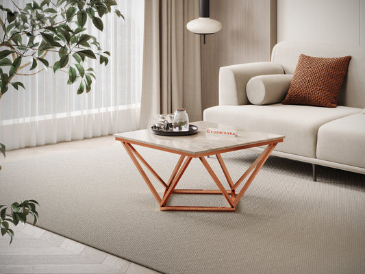 Solaia Coffee Table with Australian Onyx Top in Rose Gold finish - Furnishka 