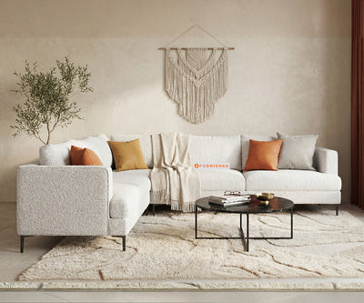 Solos corner sofa 3+Corner+2 seater with 1 side arm Sectional Sofa Anthology Fabric Light Beige-LHS