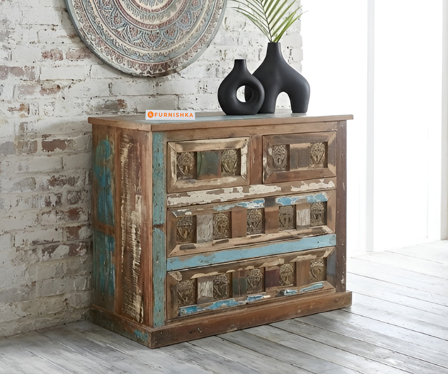 Buddha Four Drawer Side Board Reclaimed