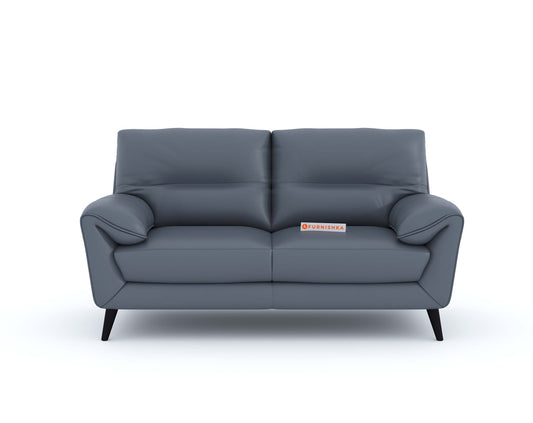 Suntory Leather 2 Seater Sofa - Ocean Blue Finish - Furnishka 