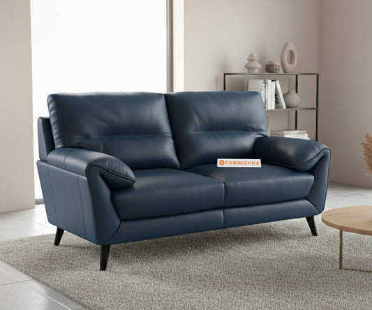 Suntory Leather 3 Seater Sofa - Ocean Blue Finish - Furnishka