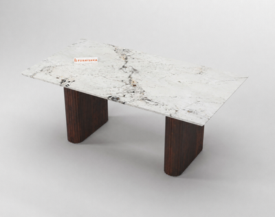 Swaarno Dining Table 6 Seater Wood Base