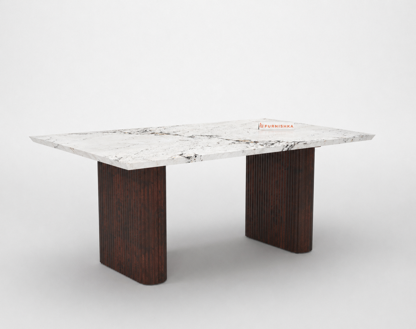 Swaarno Dining Table 6 Seater Wood Base - Furnishka