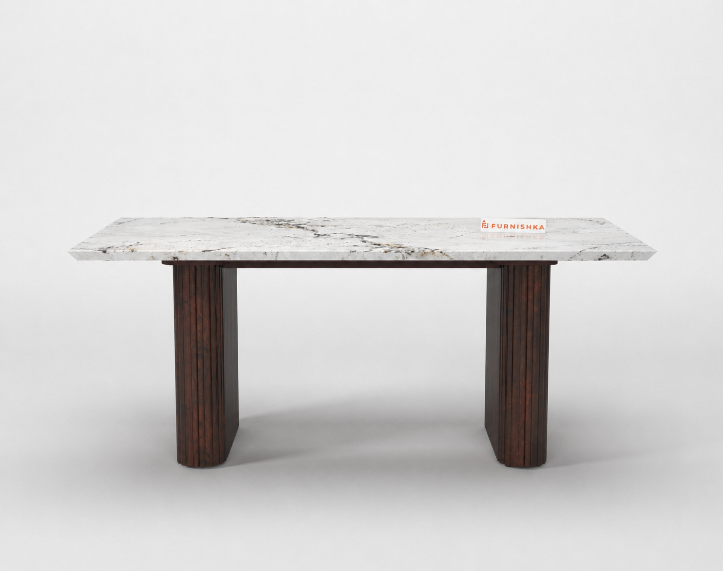 Swaarno Dining Table 6 Seater Wood Base - Furnishka