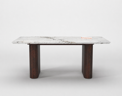 Swaarno Dining Table 6 Seater Wood Base - Furnishka