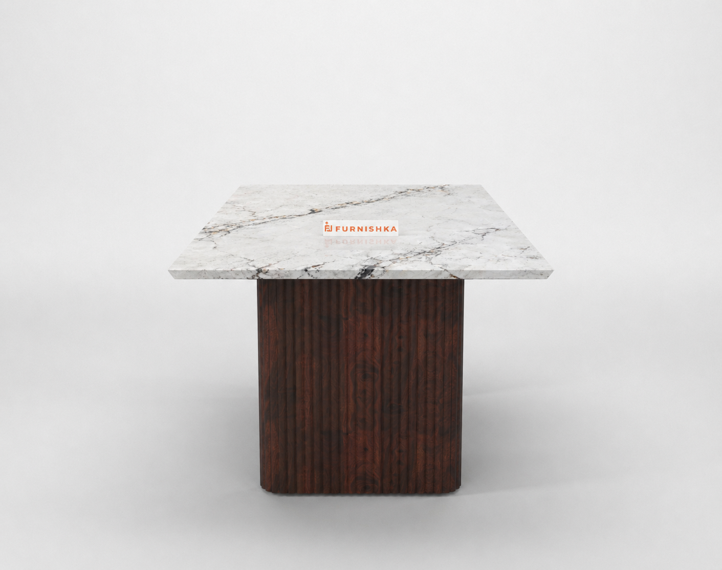 Swaarno Dining Table 6 Seater Wood Base - Furnishka