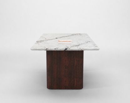 Swaarno Dining Table 6 Seater Wood Base - Furnishka