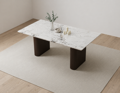 Swaarno Dining Table 6 Seater Wood Base - Furnishka