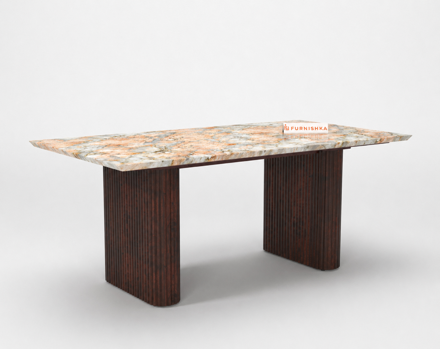 Swaarno Dining Table 6 Seater Wood Base - Furnishka