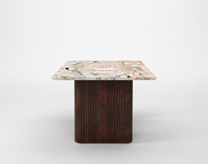 Swaarno Dining Table 6 Seater Wood Base - Furnishka