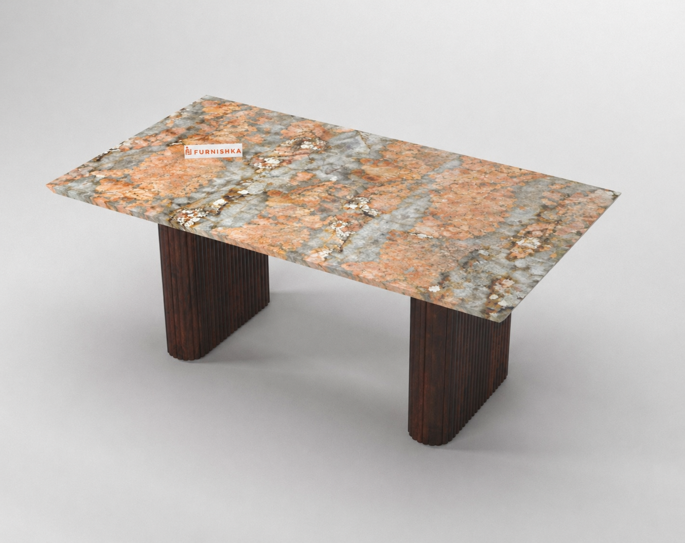 Swaarno Dining Table 6 Seater Wood Base - Furnishka