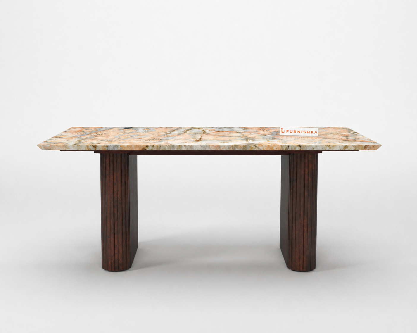 Swaarno Dining Table 6 Seater Wood Base - Furnishka