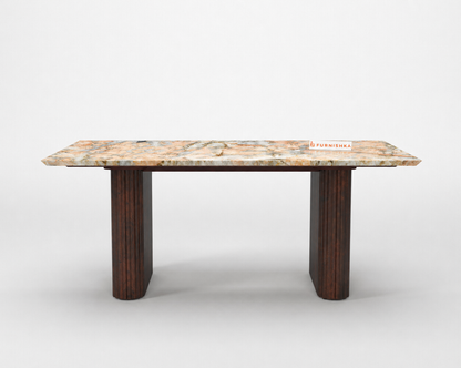 Swaarno Dining Table 6 Seater Wood Base - Furnishka