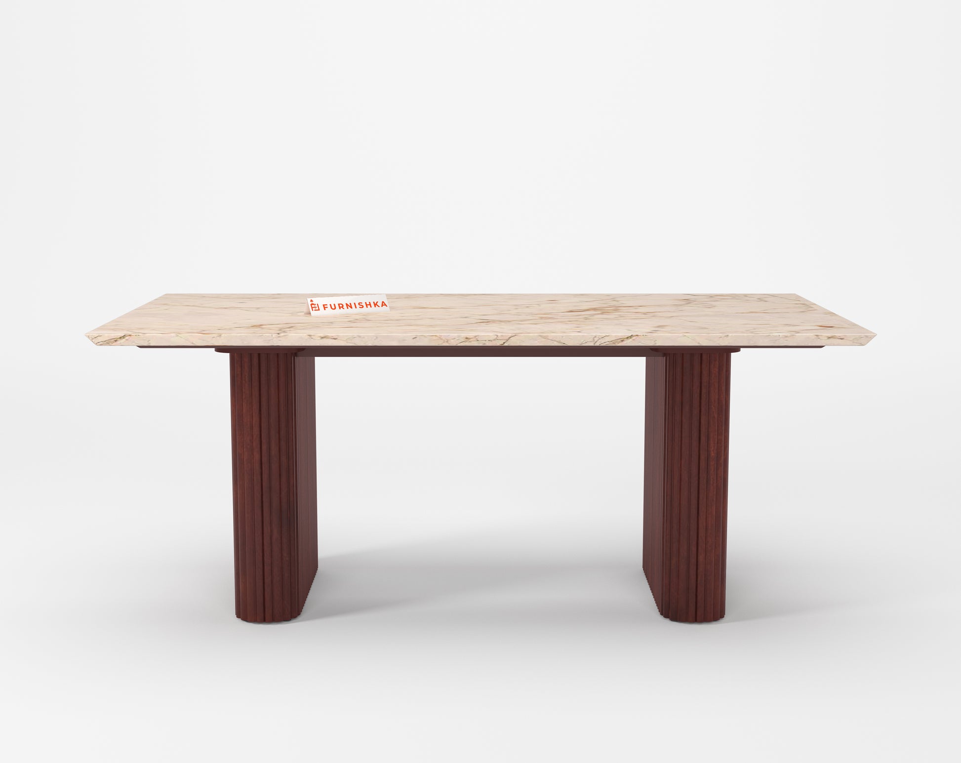 Swaarno Dining Table with Australian Onyx sandwich Engineering Marble Top 4 Seater in  Dark Walnut Finish - Furnishka 