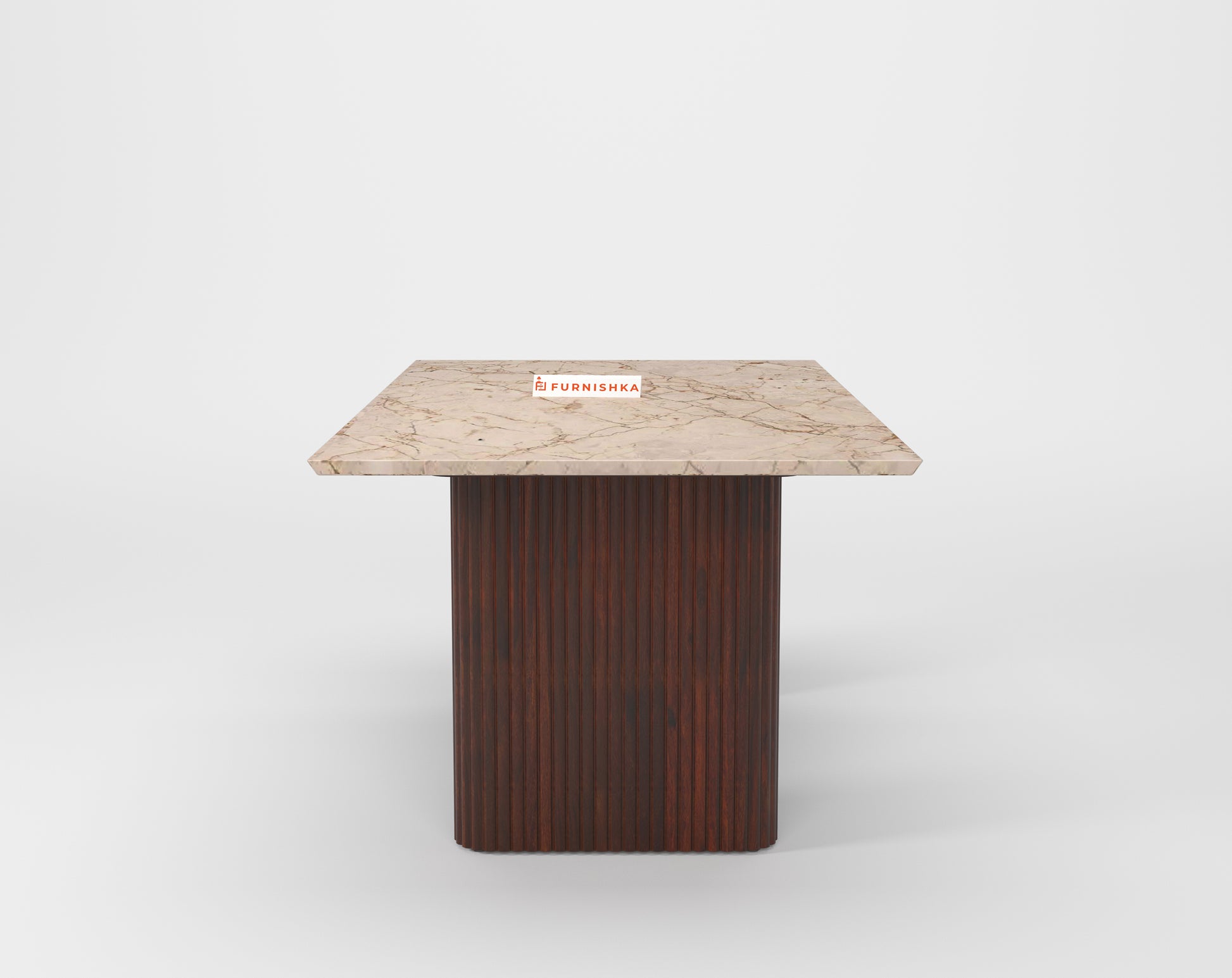 Swaarno Dining Table with Australian Onyx sandwich Engineering Marble Top 4 Seater in  Dark Walnut Finish - Furnishka 