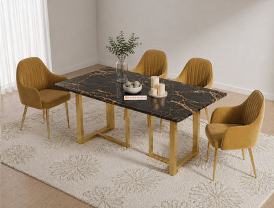 TUSCANY 4 Seater Dining Sets with Black Engineered Marble Top
