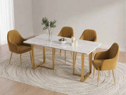 TUSCANY 4 Seater Dining Sets with Indian Banswara Marble Top - Furnishka