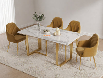 TUSCANY 4 Seater Dining Sets with White Engineered Marble Top
