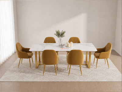 TUSCANY 6 Seater Dining Sets with Indian Banswara Marble Top