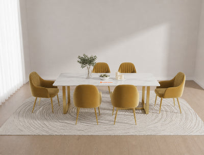 TUSCANY 6 Seater Dining Sets with White Engineered Marble Top