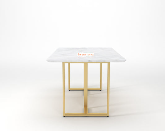 TUSCANY Compact Dining Table with Indian Banswara Marble Top - 6 Seater - Furnishka 