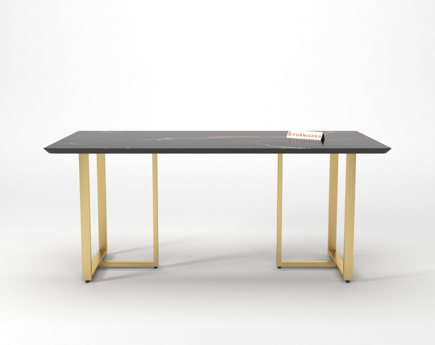 TUSCANY Dining Table with Black Engineered Marble Top - 4 Seater - Furnishka 