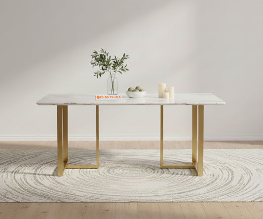 TUSCANY Dining Table with Indian Banswara Marble Top - 4 Seater - Furnishka