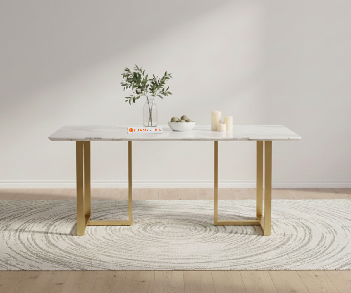 TUSCANY Dining Table with Indian Banswara Marble Top - 4 Seater - Furnishka 