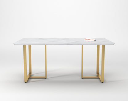 TUSCANY Dining Table with Indian Banswara Marble Top - 6 Seater - Furnishka 