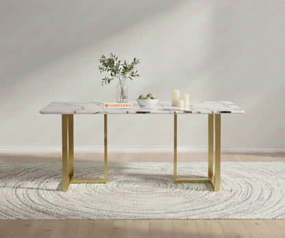 TUSCANY Dining Table with White Engineered Marble Top - 4 Seater - Furnishka 