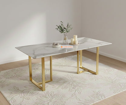 TUSCANY Dining Table with White Engineered Marble Top - 4 Seater - Furnishka 