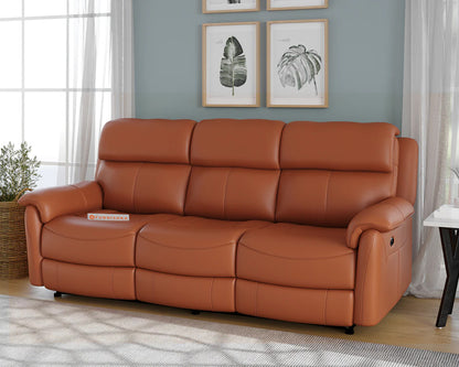 Taurus Leather 3 Seater Recliner - Furnishka 