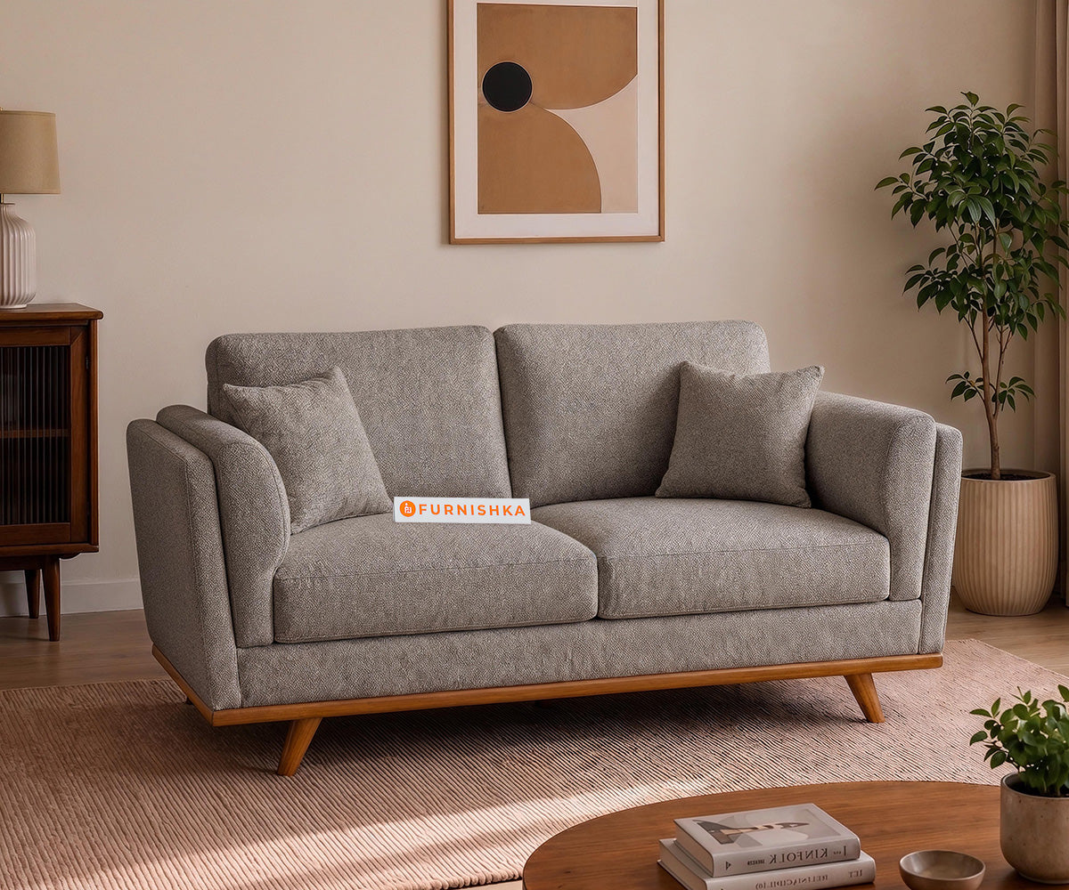 Oslo 2 Seater Fabric Sofa With Taupe Beige - Furnishka