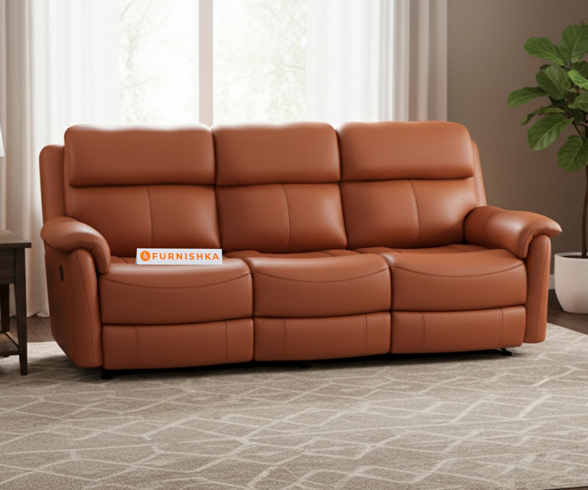 Taurus Leather 3 Seater Recliner - Furnishka 