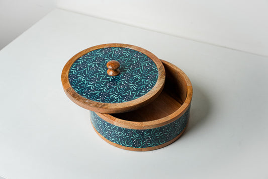 Teal Whispers Curl Roti Box - Furnishka 