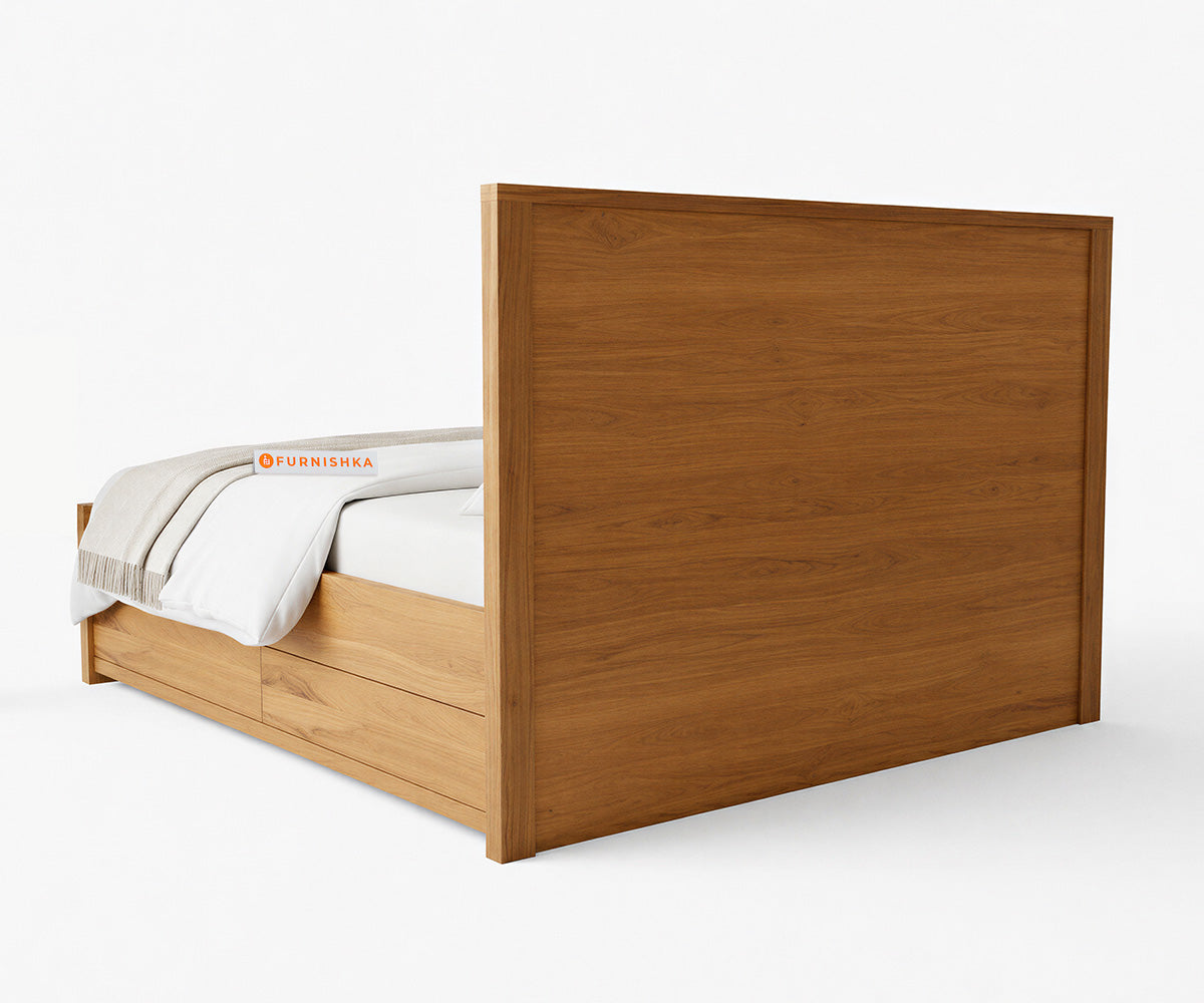 Teeva Real Teak Wood Hydraulic Bed King Size - Furnishka